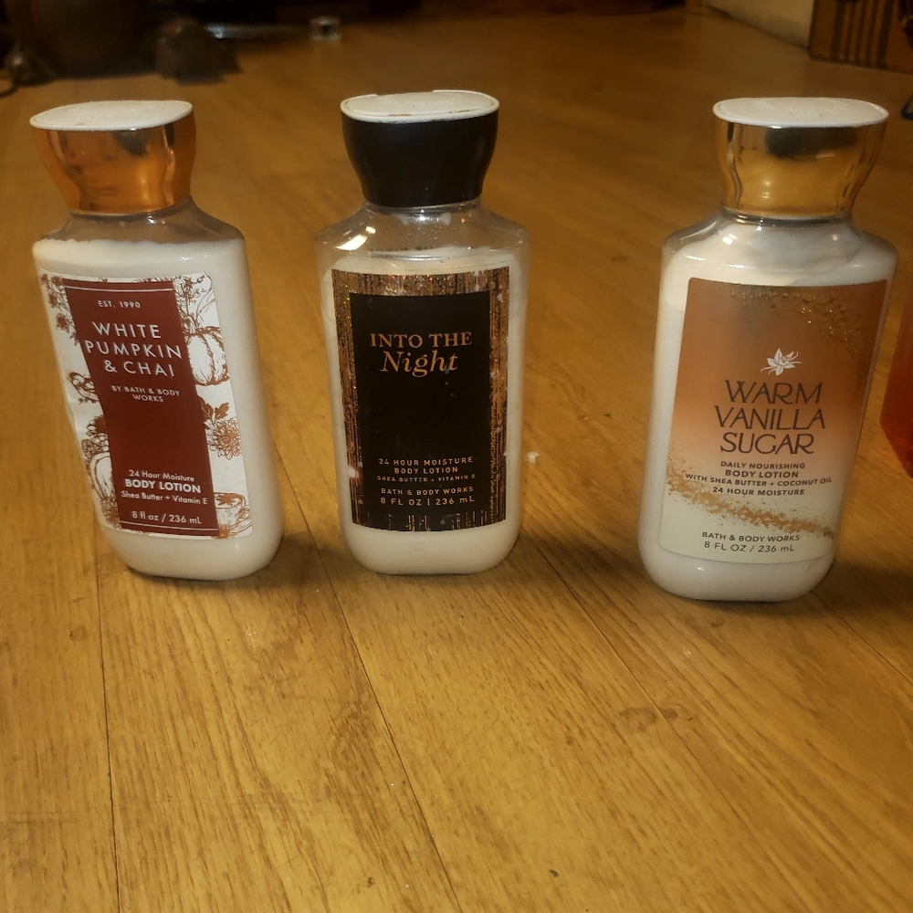 Three lotions from bath and body works